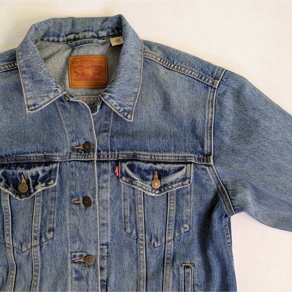 Levi's Jean Jacket Womens L Blue Denim Ladies Trucker Classic Button Cotton - Picture 5 of 10